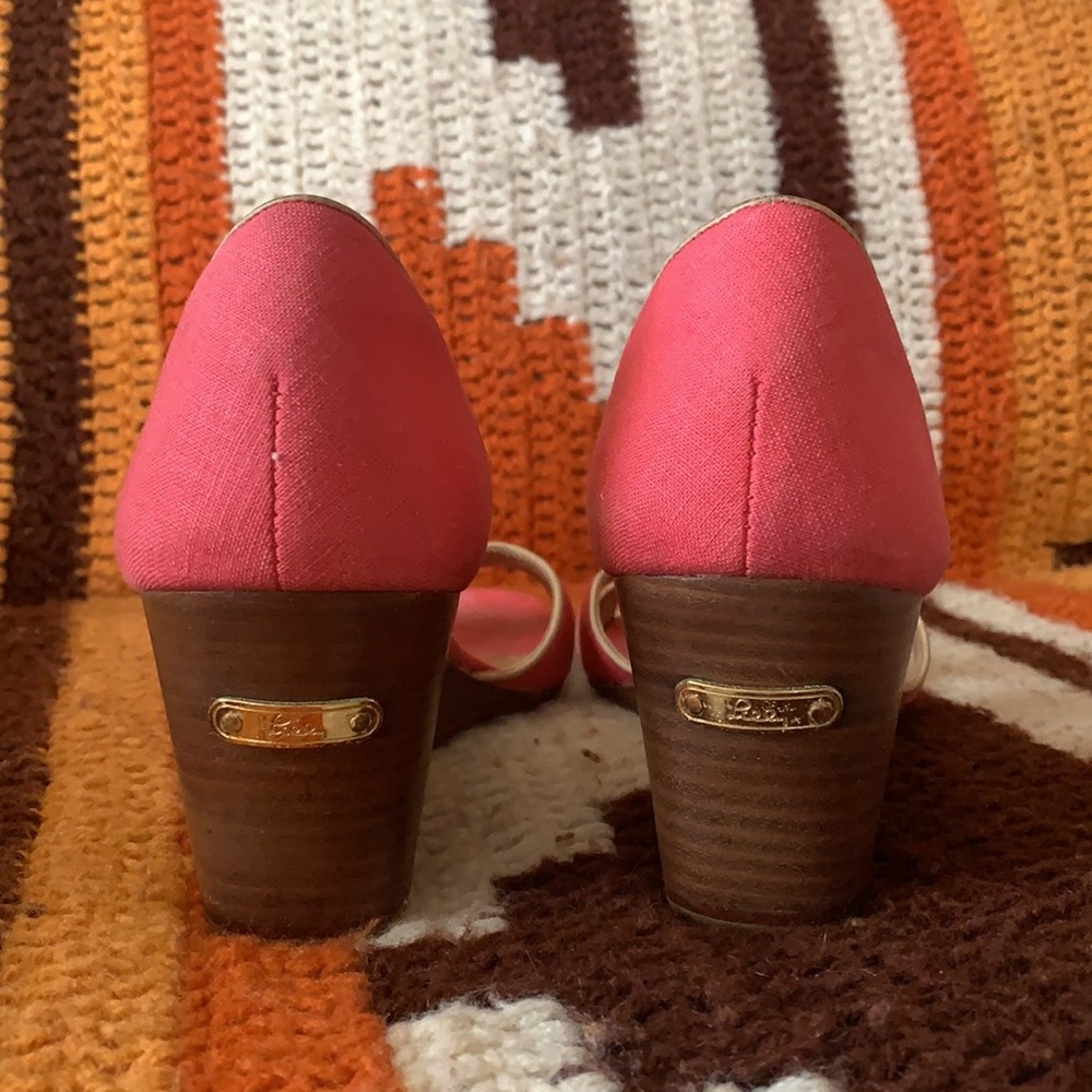 Lilly Pulitzer Pink Wedges Size 9 - Picture 3 of 7